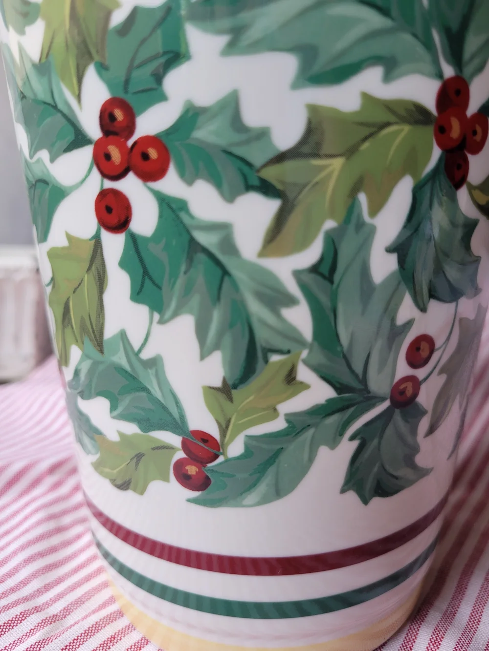 Longaberger Pottery Vintage Vase in the American Holly Pattern